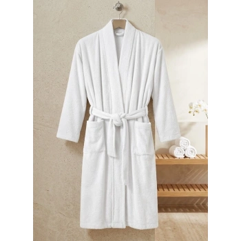 Saf Pamuk Konforu: Kimono Yaka Unisex Termal Kurulama Bornozu