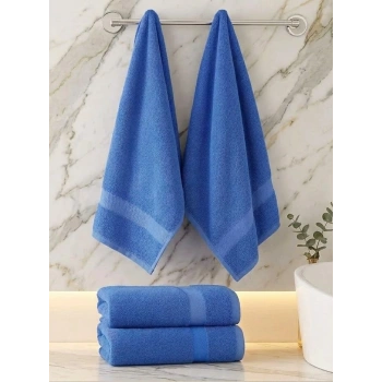 Bicomi QuickDry: Ultra Emici %100 Pamuklu 4’lü Aile Havlu Seti (Mavi)