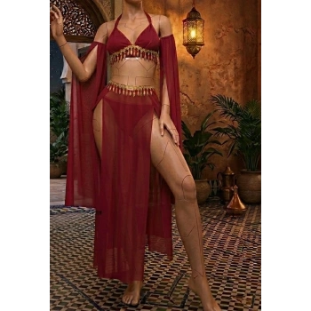 Bicomi Egzotik Konfor: Özel Kesim Kırmızı Harem Kostümü