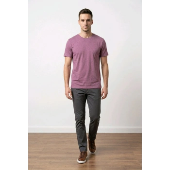 Biçomi Erkek Premium Melanj Slim Fit Pamuklu Tişört – Nefes Alan Esnek Doku