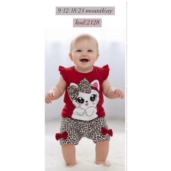 9/24 Ay Leopar Kedi Baskılı Bebek Takımı