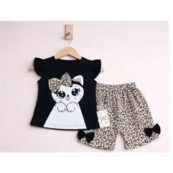 9/24 Ay Leopar Kedi Baskılı Bebek Takımı