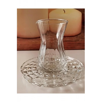 Alin Adela 6lı Cam Çay Tabağı Çay Tabak Altlığı Biçomi-RYG8030
