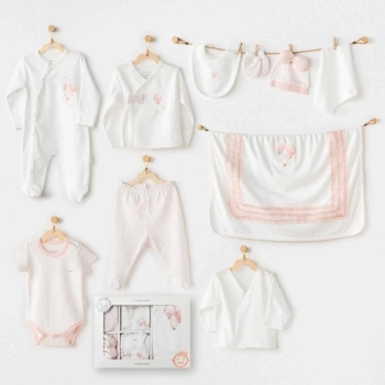 Andywawa Ac25551 Newborn Set Pınk Baloons 10lu Hastane Çıkışı Ekru