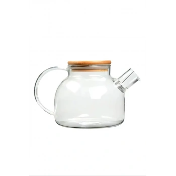 Bambu Kapaklı Borosilikat Cam Demlik 1000ml Biçomi-CM-2000