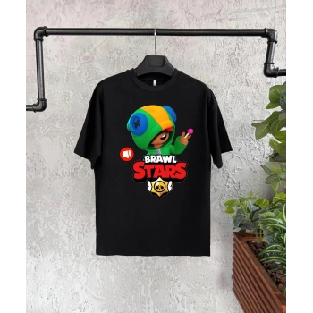Baskılı Kısa Kol   T-Shirt - Siyah -