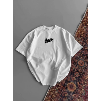 Baskılı Oversize T-shirt - Beyaz -