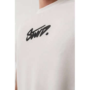 Baskılı Oversize T-shirt - Beyaz -