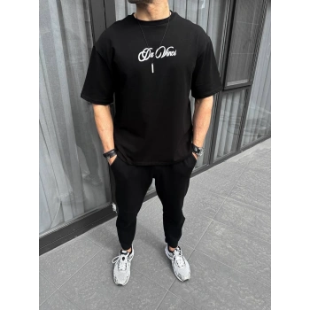 Baskılı Oversize T-Shirt - Siyah -