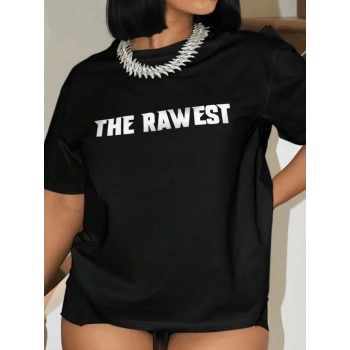 Baskılı Oversize T-shirt - Siyah -