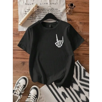 Baskılı Oversize T-shirt - Siyah -