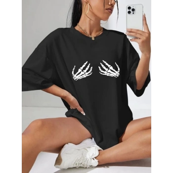 Baskılı   T-shirt - Siyah -