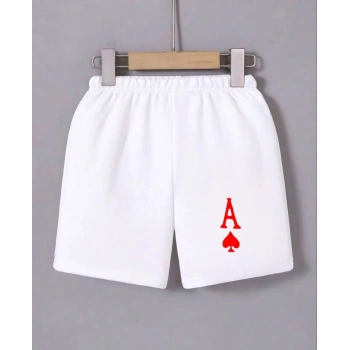 Beli Lastikli Baskılı Mini Şort - Beyaz -