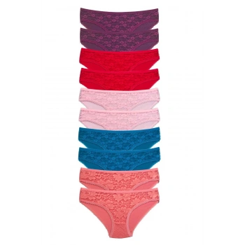 biçomi 10 Adet Önü Dantelli Transparan Kadın Slip Külot S230
