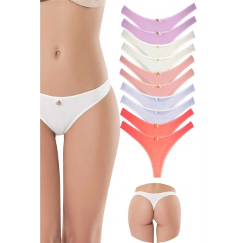 biçomi 10 Adet Pamuklu Kadın Klasik Tanga Soft Renkler