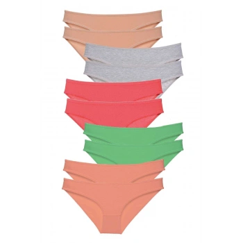 biçomi 10 adet Süper Eko Set Likralı Kadın Slip Külot Soft Renkler