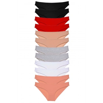 biçomi 12 adet Süper Eko Set Likralı Kadın Slip Külot Set 1