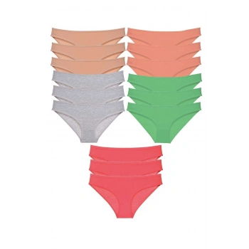 biçomi 15 adet Süper Eko Set Likralı Kadın Slip Külot Soft Renkler