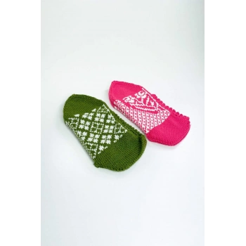 biçomi 2 Çift El Örgüsü Kışlık Şık Kadın Yün Patik Set 8