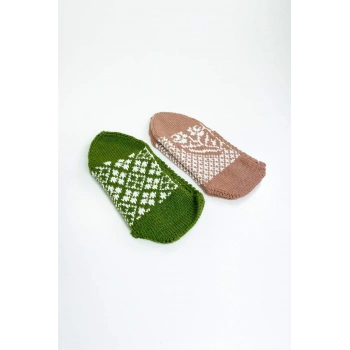 biçomi 2 Çift El Örgüsü Kışlık Şık Kadın Yün Patik Set 9