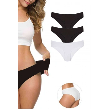 biçomi 3 Adet Kadın Dikişsiz Lazer Kesim Esnek İz yapmayan Külot S1