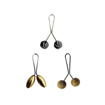 biçomi 3 Adet Tesettür Eşarp ve Şal Klipsi Sarı Hardal Siyah Desenli