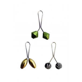 biçomi 3 Adet Tesettür Eşarp ve Şal Klipsi Sarı Siyah Desenli Yeşil