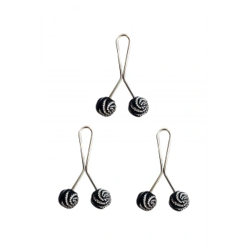 biçomi 3 Adet Tesettür Eşarp ve Şal Klipsi Siyah Desenli