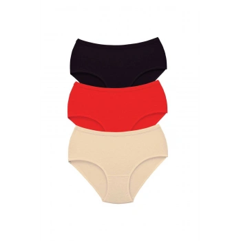 biçomi 3 Adet Tutku Kadın Yüksek Bel Bato Kalın Lastik Külot S1