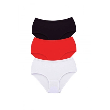 biçomi 3 Adet Tutku Kadın Yüksek Bel Bato Kalın Lastik Külot S3