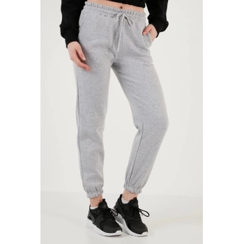 BİÇOMİ 3 iplik şardonlu paça lastikli eşofman gri is001