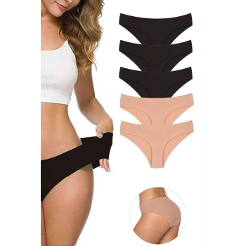 biçomi 5 Adet Kadın Dikişsiz Lazer Kesim Esnek İz yapmayan Külot S2