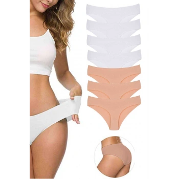 biçomi 7 Adet Kadın Dikişsiz Lazer Kesim Esnek İz yapmayan Külot S3