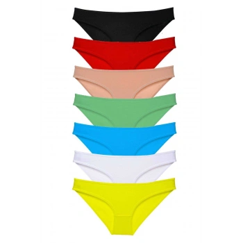biçomi 7 adet Süper Eko Set Likralı Kadın Slip Külot Çok Renkli
