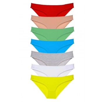 biçomi 7 adet Süper Eko Set Likralı Kadın Slip Külot Çok Renkli