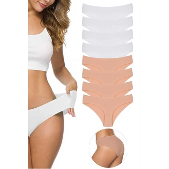 biçomi 8 Adet Kadın Dikişsiz Lazer Kesim Esnek İz yapmayan Külot S3