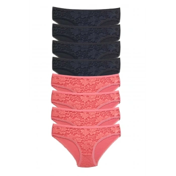 biçomi 8 Adet Önü Dantelli Transparan Kadın Slip Külot S24