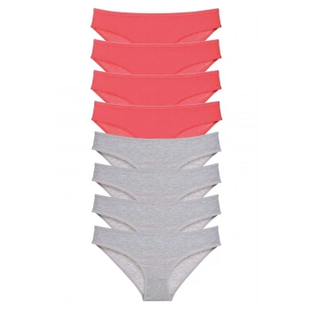 biçomi 8 adet Süper Eko Set Likralı Kadın Slip Külot Fuşya Gri