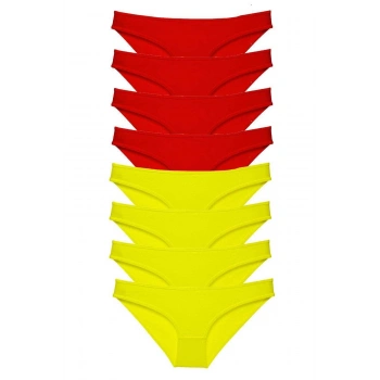 biçomi 8 adet Süper Eko Set Likralı Kadın Slip Külot Sarı Kırmızı