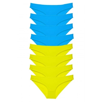 biçomi 8 adet Süper Eko Set Likralı Kadın Slip Külot Sarı Mavi