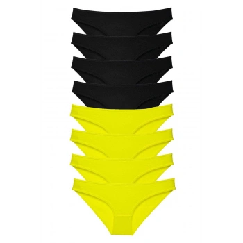 biçomi 8 adet Süper Eko Set Likralı Kadın Slip Külot Sarı Siyah