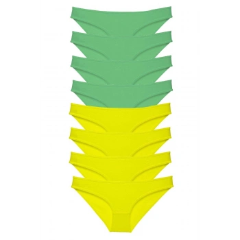 biçomi 8 adet Süper Eko Set Likralı Kadın Slip Külot Sarı Yeşil