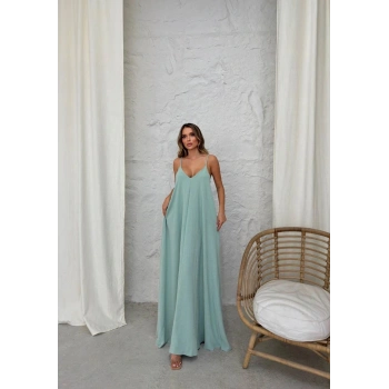 BİÇOMİ Aerobin uzun elbise çağla yeşili pt