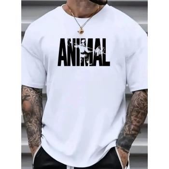 Biçomi Baskılı Oversize Bisiklet Yaka T-shirt - Beyaz