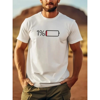 Biçomi Baskılı Oversize Bisiklet Yaka T-shirt - Beyaz