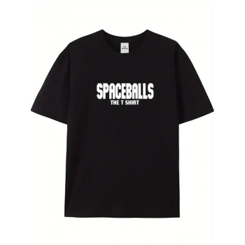 Biçomi Baskılı Oversize Bisiklet Yaka T-shirt - Siyah