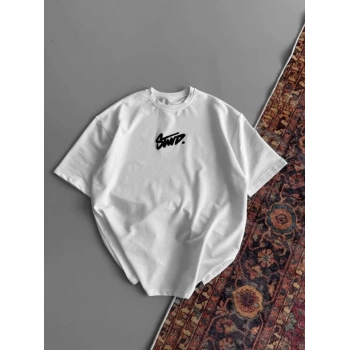 Biçomi Baskılı Oversize T-shirt - Beyaz