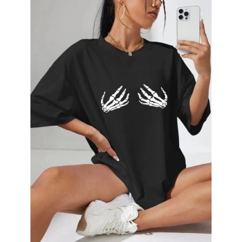 Biçomi Baskılı T-shirt - Siyah