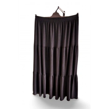 biçomi Beli Lastikli Bürümcek Kumaş Etek Anne Eteği Uzun Namaz Eteği Siyah 44-52 beden