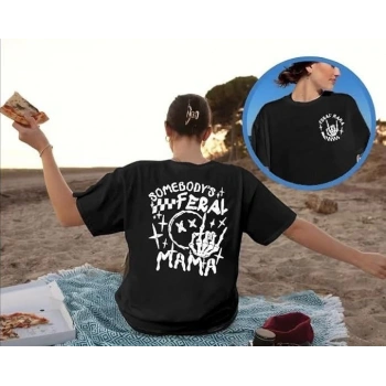 Biçomi Bisiklet Yaka Baskılı T-shirt - Siyah